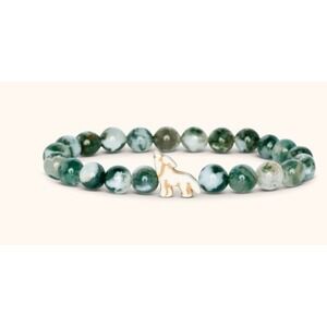 Fahlo Woodland Green Stone Beaded The Scout Wolf Tracking Stretch Bracelet
